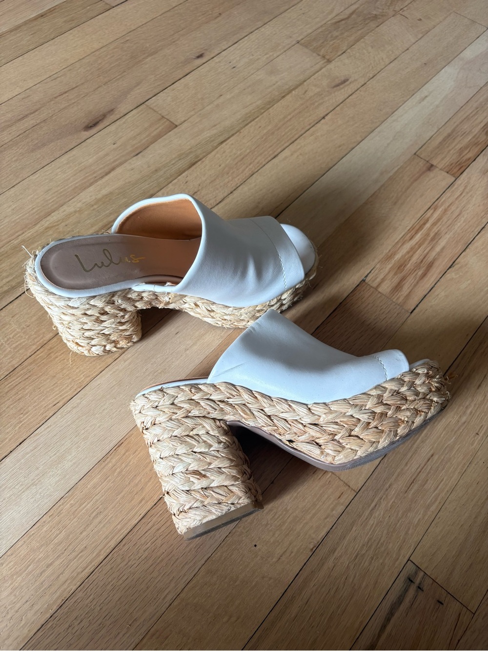 Lulu's White Leather Espadrille Platform Mules - Picture 5 of 5